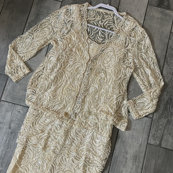 Vintage Judith Ann drop waist beaded roaring 20s event dress gown large - Picture 1 of 10